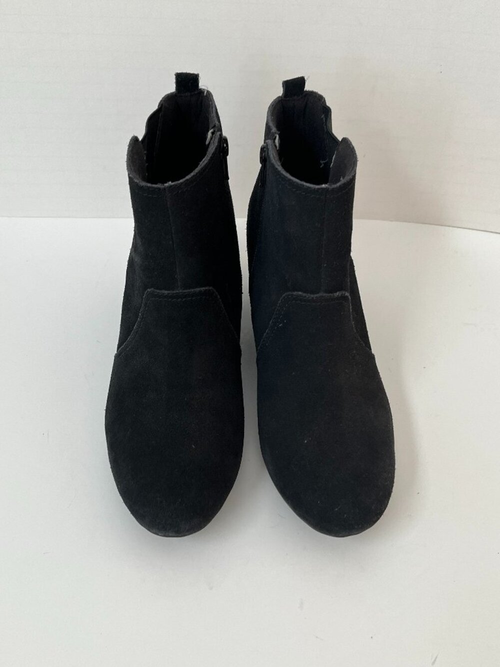 Clark Booties Crystal Quartz Black Suede Leather Wedge Ankle Boots ~ Women's 9W
